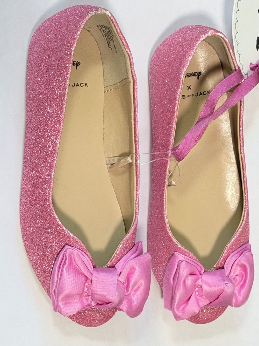 Janie and Jack Disney Aurora Glitter Fuchsia Pink Ballet Flat floor model